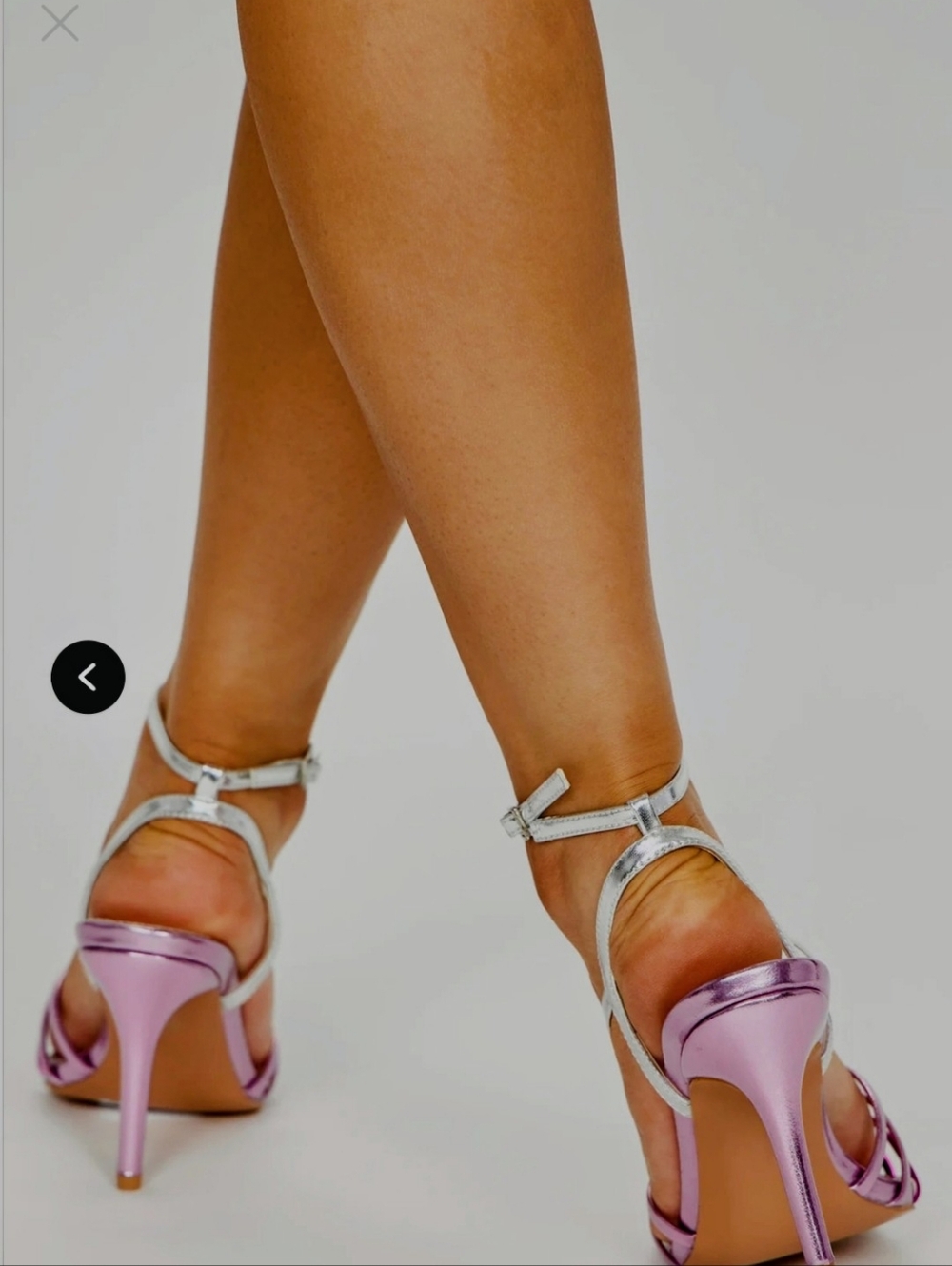 Metallic Pink Strappy Pointed-Toe Heels - Picture 4 of 5